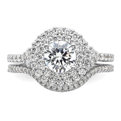 Sterlingsilber Brillant Glut Rhodiniert 86 Stein Mikro Pavé Zirkonia 2-piece Hochzeit Set