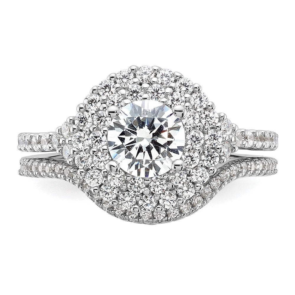 Sterlingsilber Brillant Glut Rhodiniert 86 Stein Mikro Pavé Zirkonia 2-piece Hochzeit Set