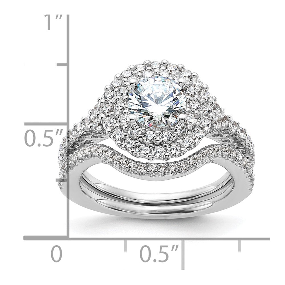 Sterlingsilber Brillant Glut Rhodiniert 86 Stein Mikro Pavé Zirkonia 2-piece Hochzeit Set