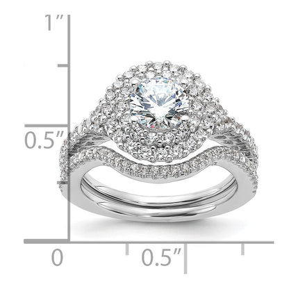 Sterlingsilber Brillant Glut Rhodiniert 86 Stein Mikro Pavé Zirkonia 2-piece Hochzeit Set