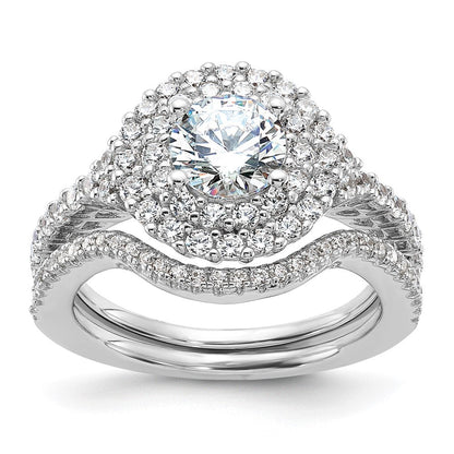 Sterlingsilber Brillant Glut Rhodiniert 86 Stein Mikro Pavé Zirkonia 2-piece Hochzeit Set