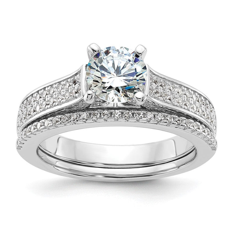 Sterlingsilber Brillant Glut Rhodiniert 135 Stein Mikro Pavé Zirkonia 2-piece Hochzeit Set