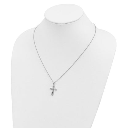 Sterlingsilber Brillant Glut Rhodiniert 55 Stein 18 Zoll Mikro Pavé Zirkonia Kreuz Halskette mit 2 Verlängerung
