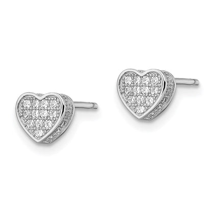 Sterlingsilber Brillant Glut Rhodiniert 54 Stein Mikro Pavé Zirkonia Herz Ohrstecker