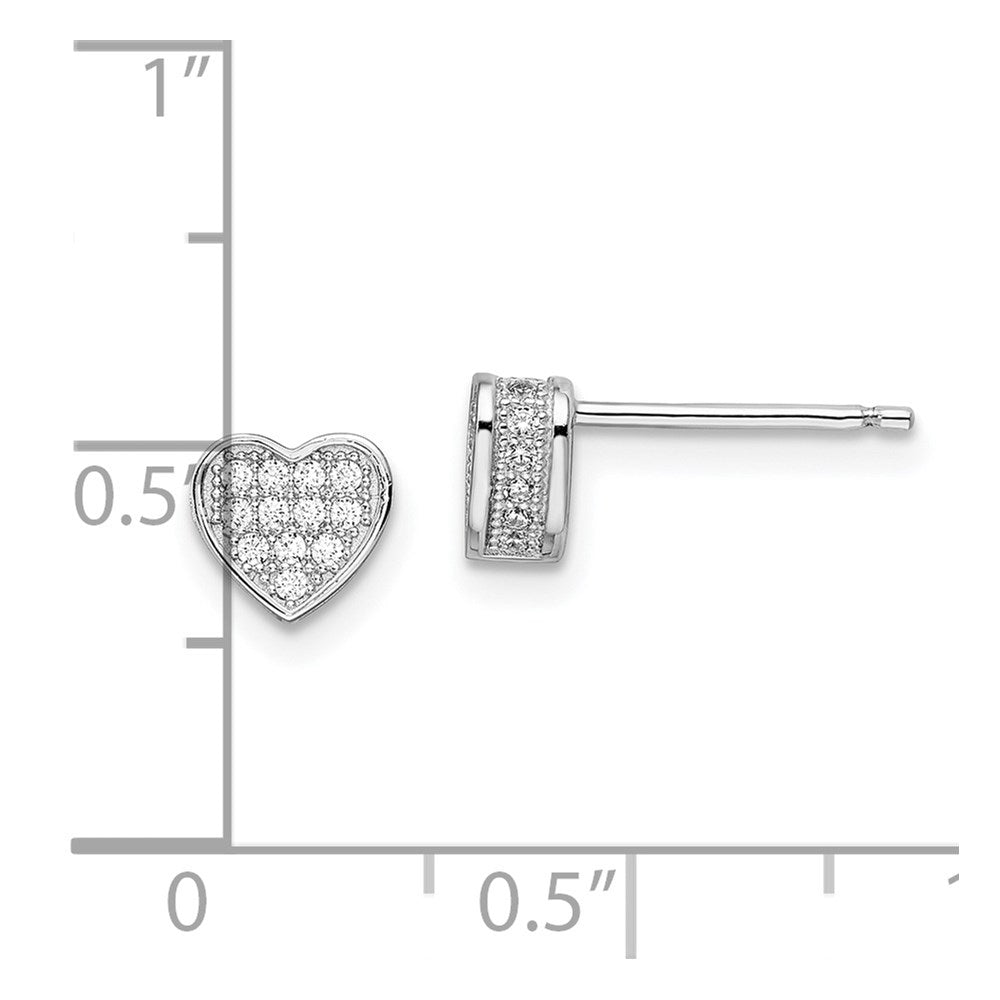 Sterlingsilber Brillant Glut Rhodiniert 54 Stein Mikro Pavé Zirkonia Herz Ohrstecker