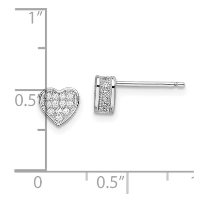 Sterlingsilber Brillant Glut Rhodiniert 54 Stein Mikro Pavé Zirkonia Herz Ohrstecker