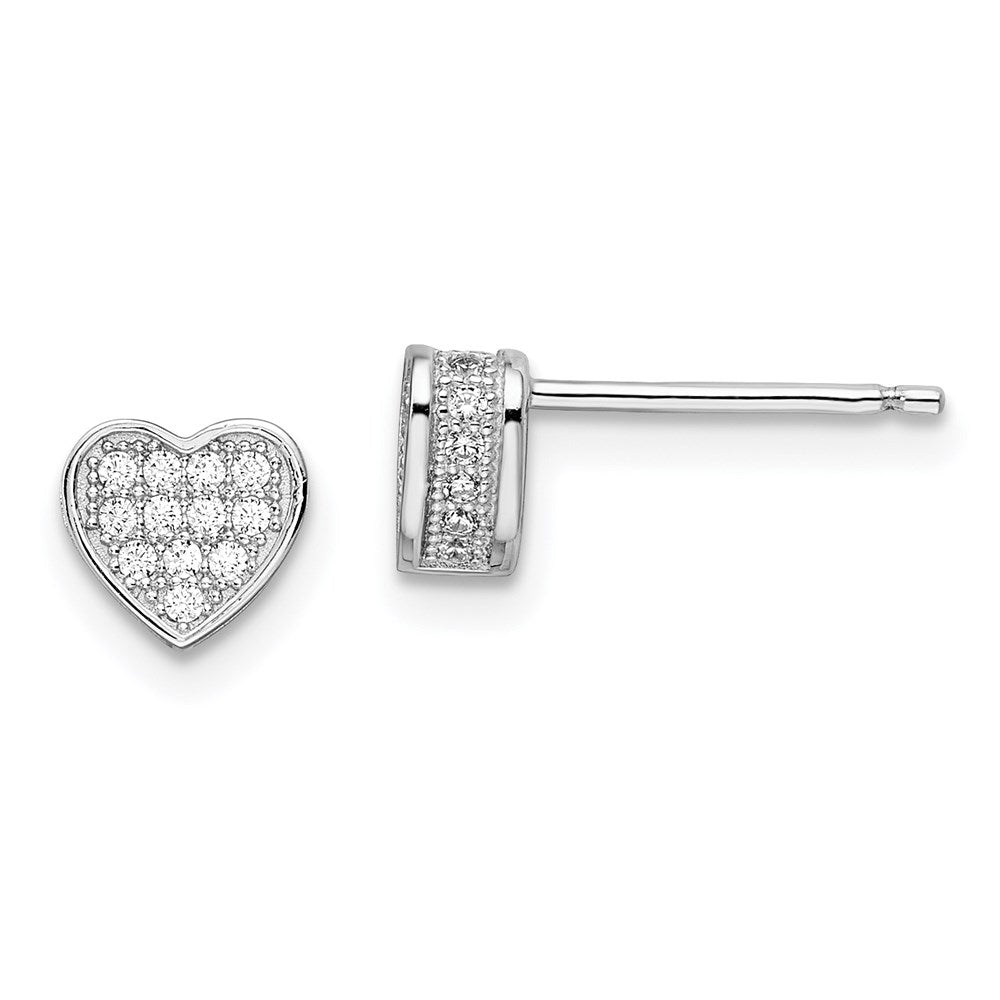 Sterlingsilber Brillant Glut Rhodiniert 54 Stein Mikro Pavé Zirkonia Herz Ohrstecker