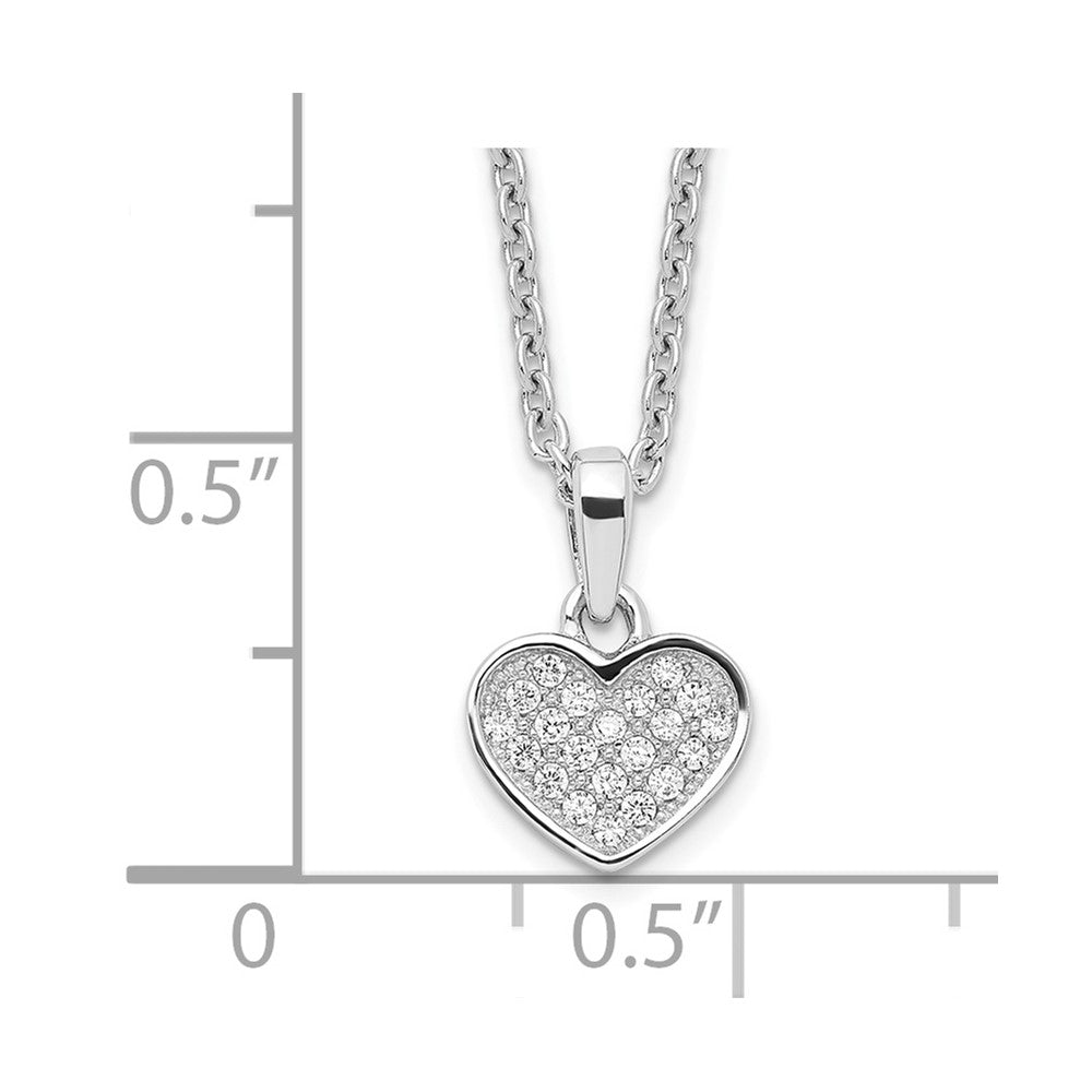 Sterlingsilber Brillant Glut Rhodiniert 21 Stein 18 Zoll Mikro Pavé Zirkonia Herz Halskette mit 2 Verlängerung