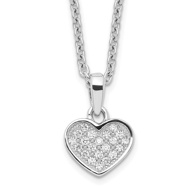 Sterlingsilber Brillant Glut Rhodiniert 21 Stein 18 Zoll Mikro Pavé Zirkonia Herz Halskette mit 2 Verlängerung