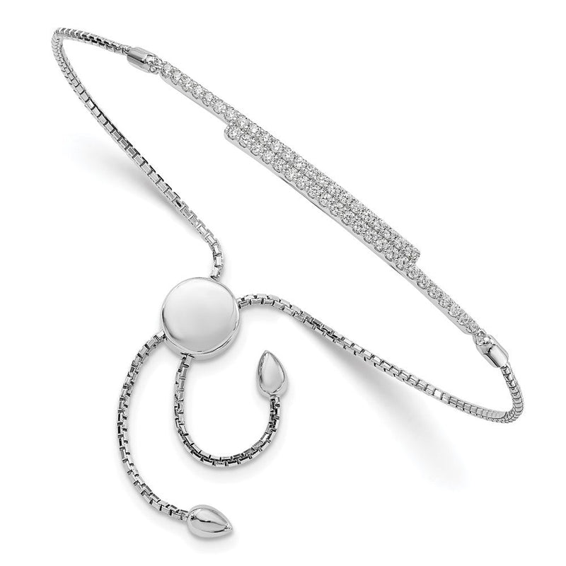 Sterlingsilber Brillant Glut Rhodiniert 46 Stein Mikro Pavé Zirkonia Verstellbar Armband