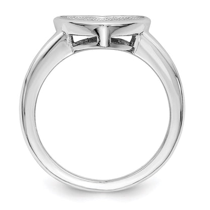 Sterlingsilber Brillant Glut Rhodiniert 34 Stein Mikro Pavé Zirkonia Herz Ring