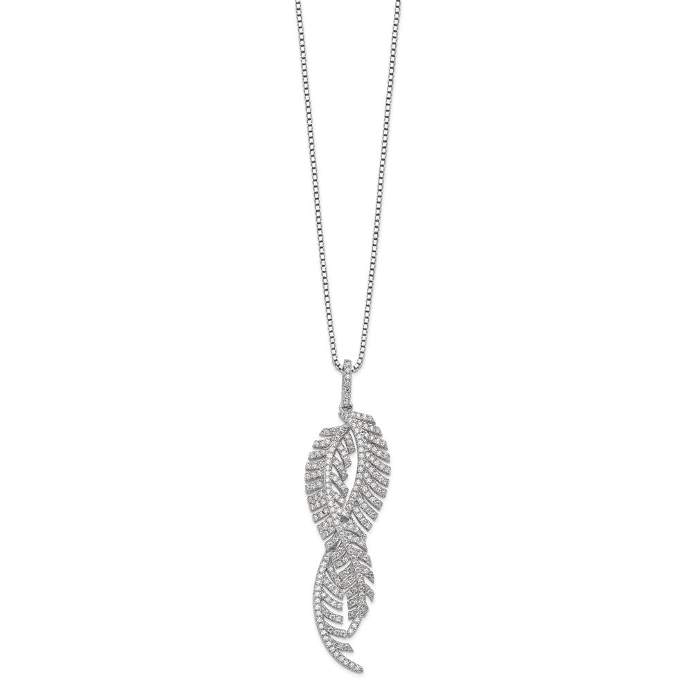 Sterlingsilber Brillant Glut Rhodiniert 219 Stein 18 Zoll Mikro Pavé Zirkonia Feathers Halskette mit 2 Verlängerung