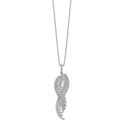 Sterlingsilber Brillant Glut Rhodiniert 219 Stein 18 Zoll Mikro Pavé Zirkonia Feathers Halskette mit 2 Verlängerung