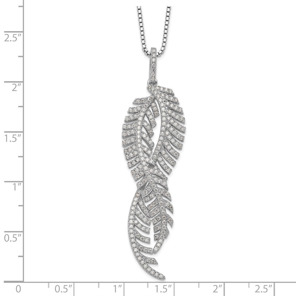 Sterlingsilber Brillant Glut Rhodiniert 219 Stein 18 Zoll Mikro Pavé Zirkonia Feathers Halskette mit 2 Verlängerung