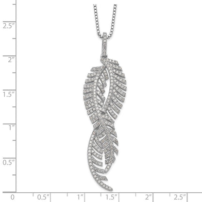 Sterlingsilber Brillant Glut Rhodiniert 219 Stein 18 Zoll Mikro Pavé Zirkonia Feathers Halskette mit 2 Verlängerung