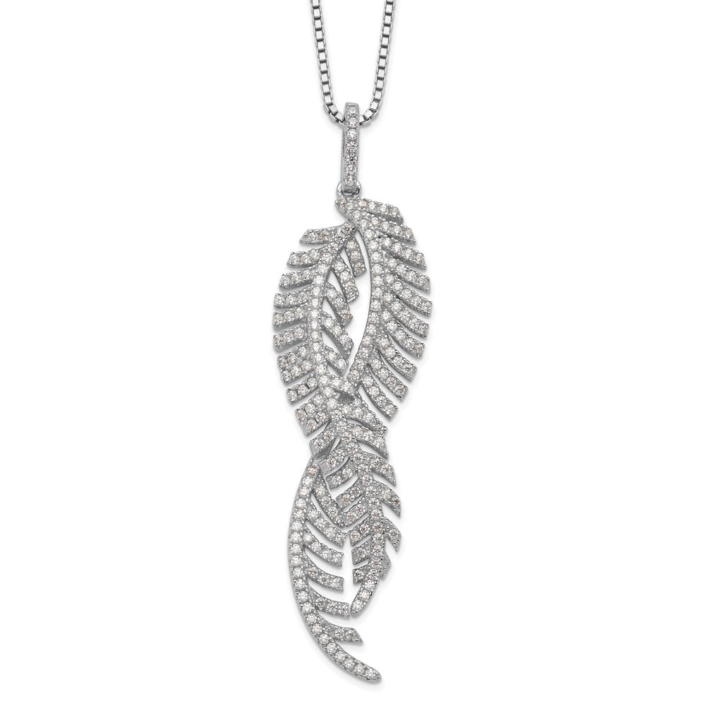 Sterlingsilber Brillant Glut Rhodiniert 219 Stein 18 Zoll Mikro Pavé Zirkonia Feathers Halskette mit 2 Verlängerung