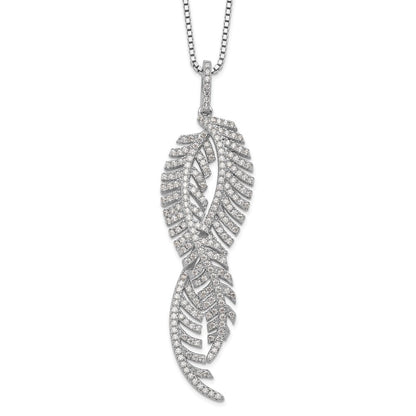 Sterlingsilber Brillant Glut Rhodiniert 219 Stein 18 Zoll Mikro Pavé Zirkonia Feathers Halskette mit 2 Verlängerung
