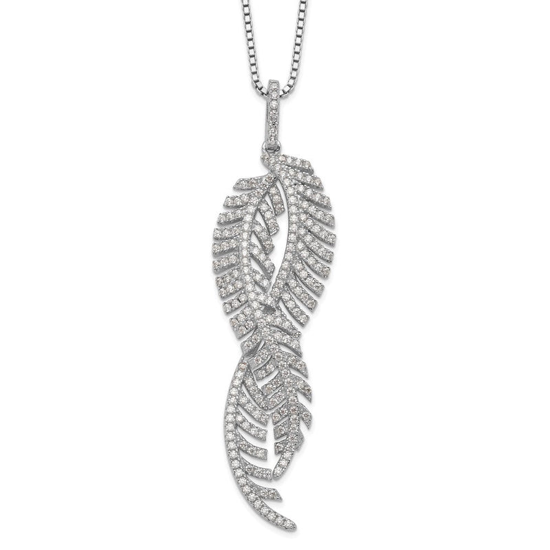 Sterlingsilber Brillant Glut Rhodiniert 219 Stein 18 Zoll Mikro Pavé Zirkonia Feathers Halskette mit 2 Verlängerung