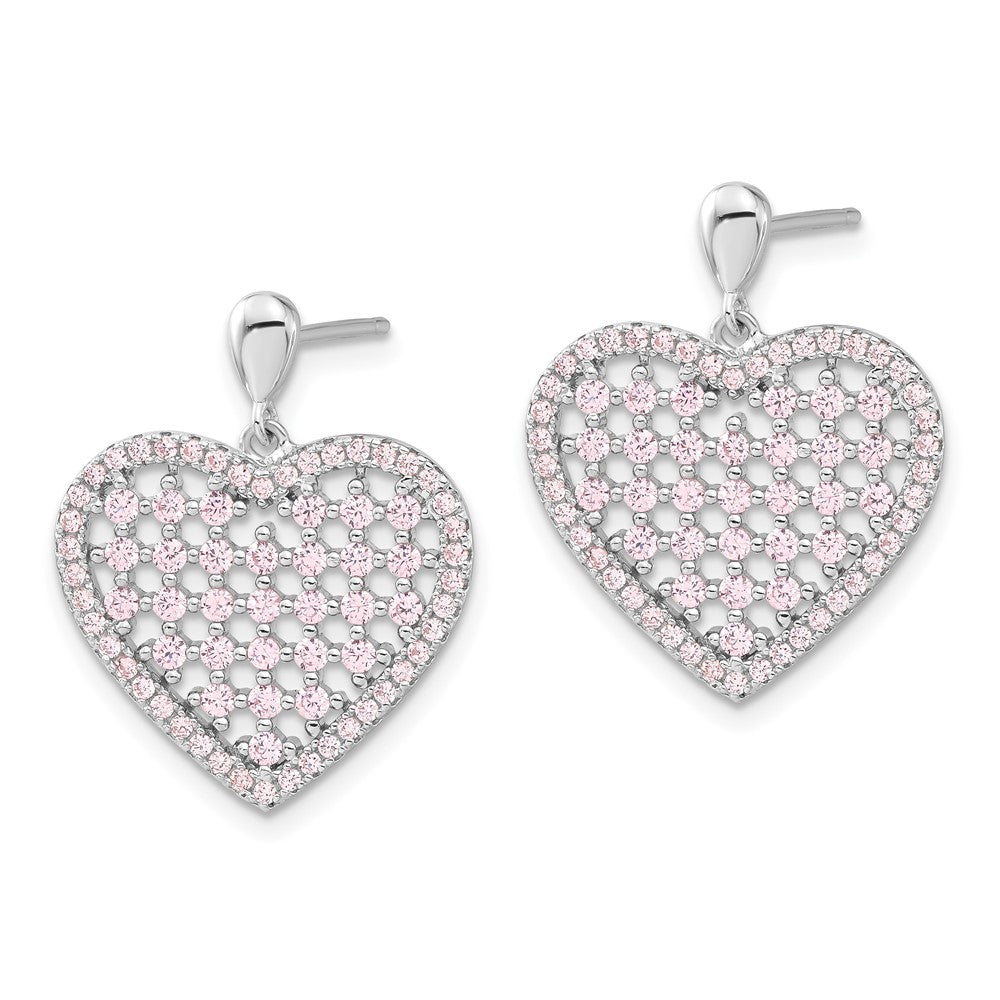 Sterlingsilber Brillant Glut Rosa Zirkonia Herz Stecker Ohrhänger