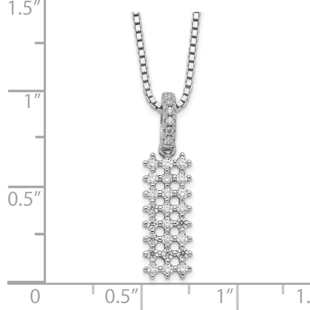 Sterlingsilber Brillant Glut Rhodiniert 31 Stein 18 Zoll Mikro Pavé Zirkonia Halskette mit 2 Verlängerung