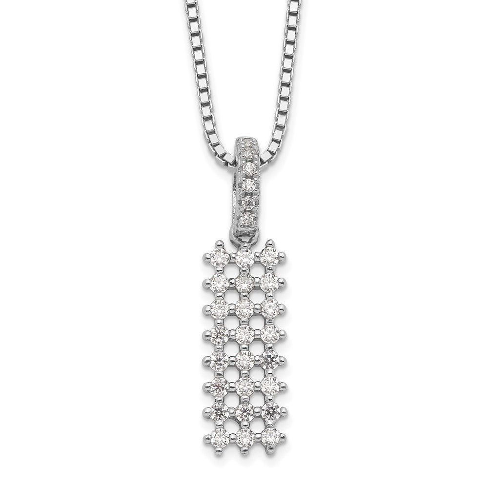 Sterlingsilber Brillant Glut Rhodiniert 31 Stein 18 Zoll Mikro Pavé Zirkonia Halskette mit 2 Verlängerung