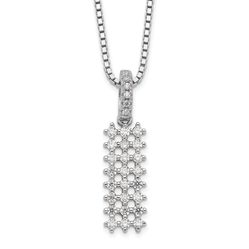 Sterlingsilber Brillant Glut Rhodiniert 31 Stein 18 Zoll Mikro Pavé Zirkonia Halskette mit 2 Verlängerung