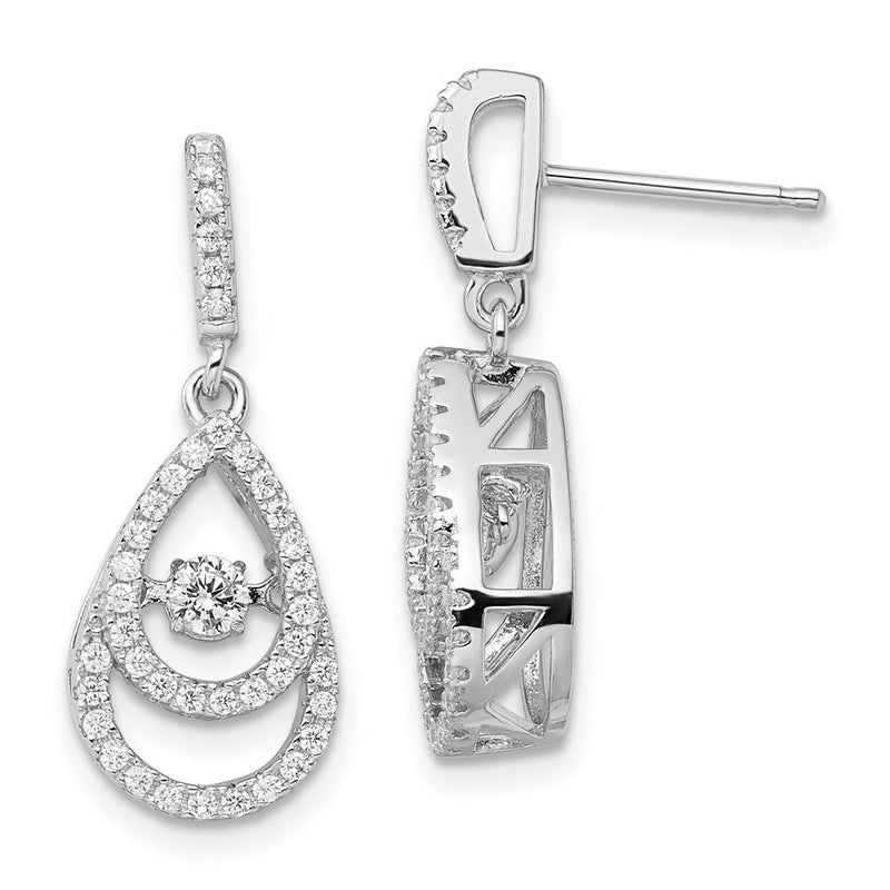Sterlingsilber Brillant Glut Rhodiniert 82 Stein Zirkonia Moving Mittig Tropfen Geformt Lebhaft mit Mikro Pavé Hängend Ohrstecker