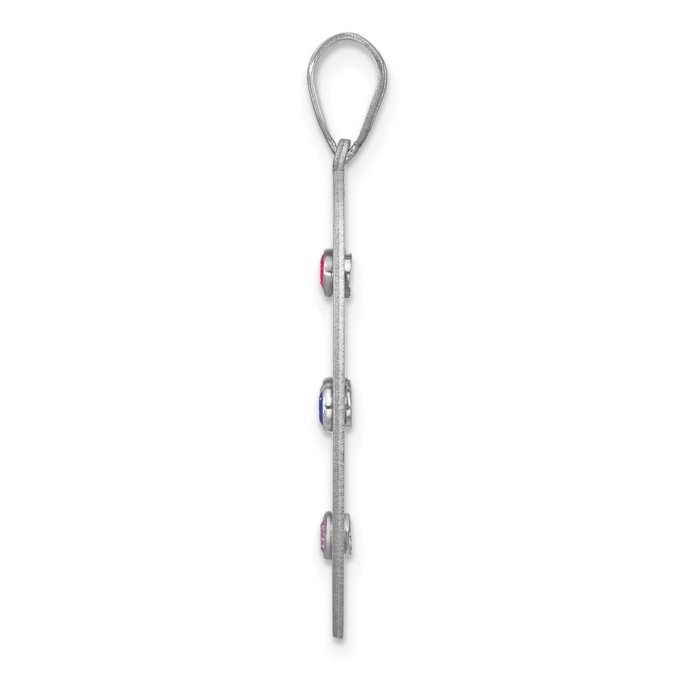 Sterlingsilber Rhodiniert Kristall Familie Anhänger