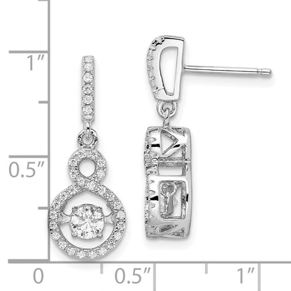 Sterlingsilber Brillant Glut Rhodiniert 66 Stein Zirkonia Moving Mittig Lebhaft mit Mikro Pavé Unendlichkeit Hängend Ohrstecker