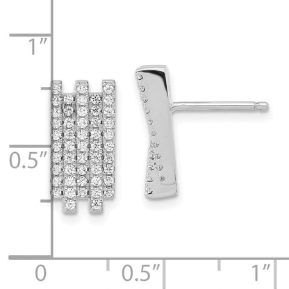Sterlingsilber Brillant Glut Poliert Zirkonia Ohrstecker