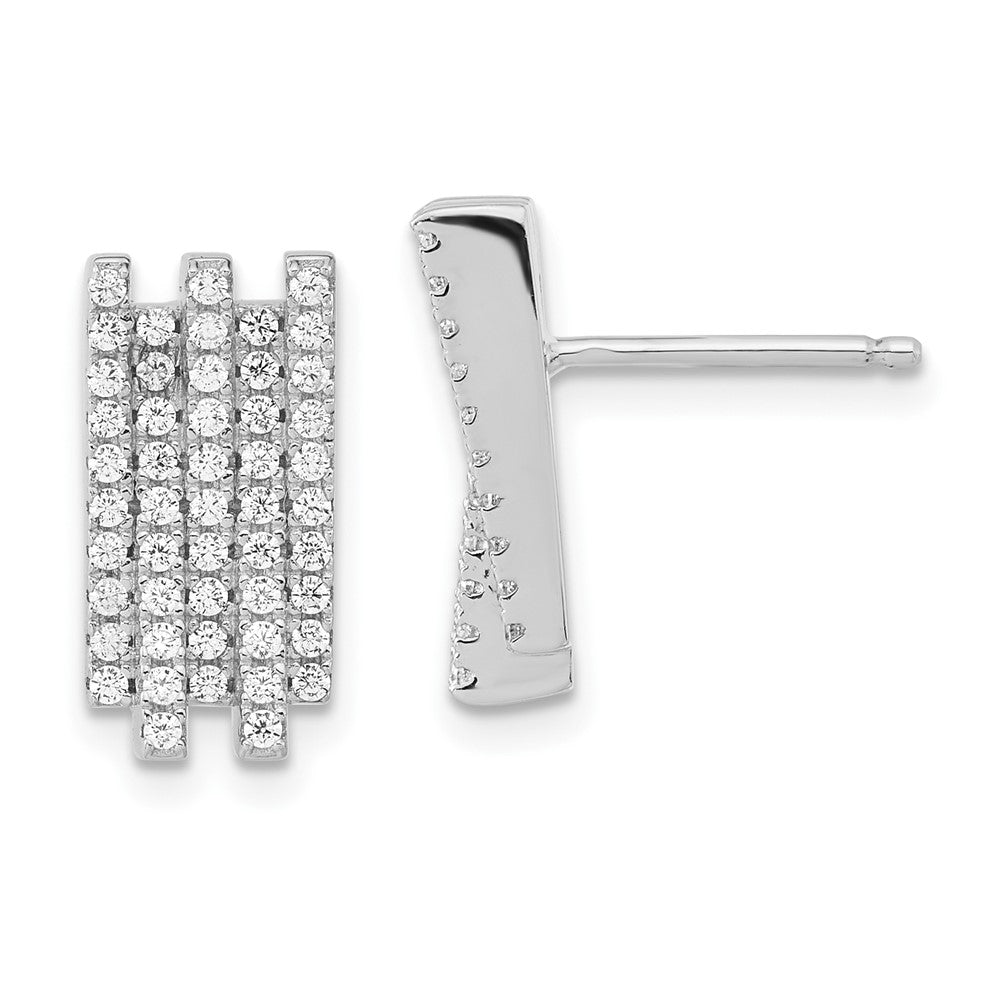 Sterlingsilber Brillant Glut Poliert Zirkonia Ohrstecker