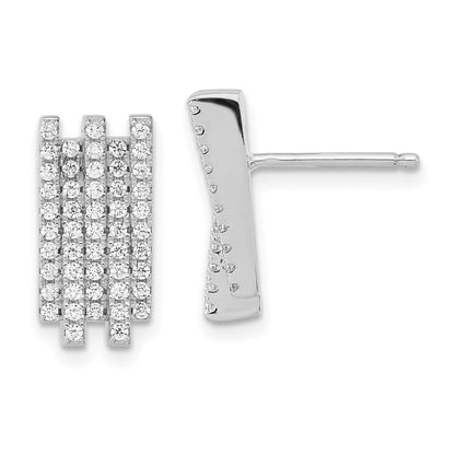 Sterlingsilber Brillant Glut Poliert Zirkonia Ohrstecker