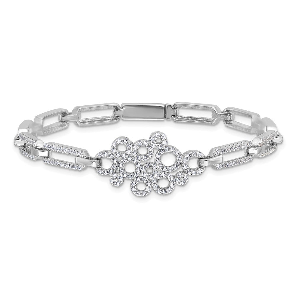 Sterlingsilber Brillant Glut Rhodiniert 164 Stein 7 Zoll mit Venezianer Catch Verschluss Mikro Pavé Zirkonia Armband