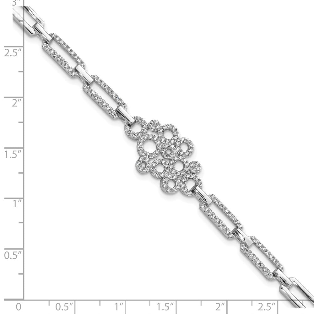 Sterlingsilber Brillant Glut Rhodiniert 164 Stein 7 Zoll mit Venezianer Catch Verschluss Mikro Pavé Zirkonia Armband