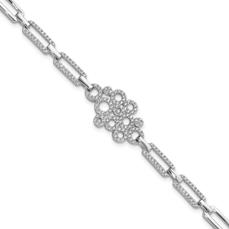 Sterlingsilber Brillant Glut Rhodiniert 164 Stein 7 Zoll mit Venezianer Catch Verschluss Mikro Pavé Zirkonia Armband