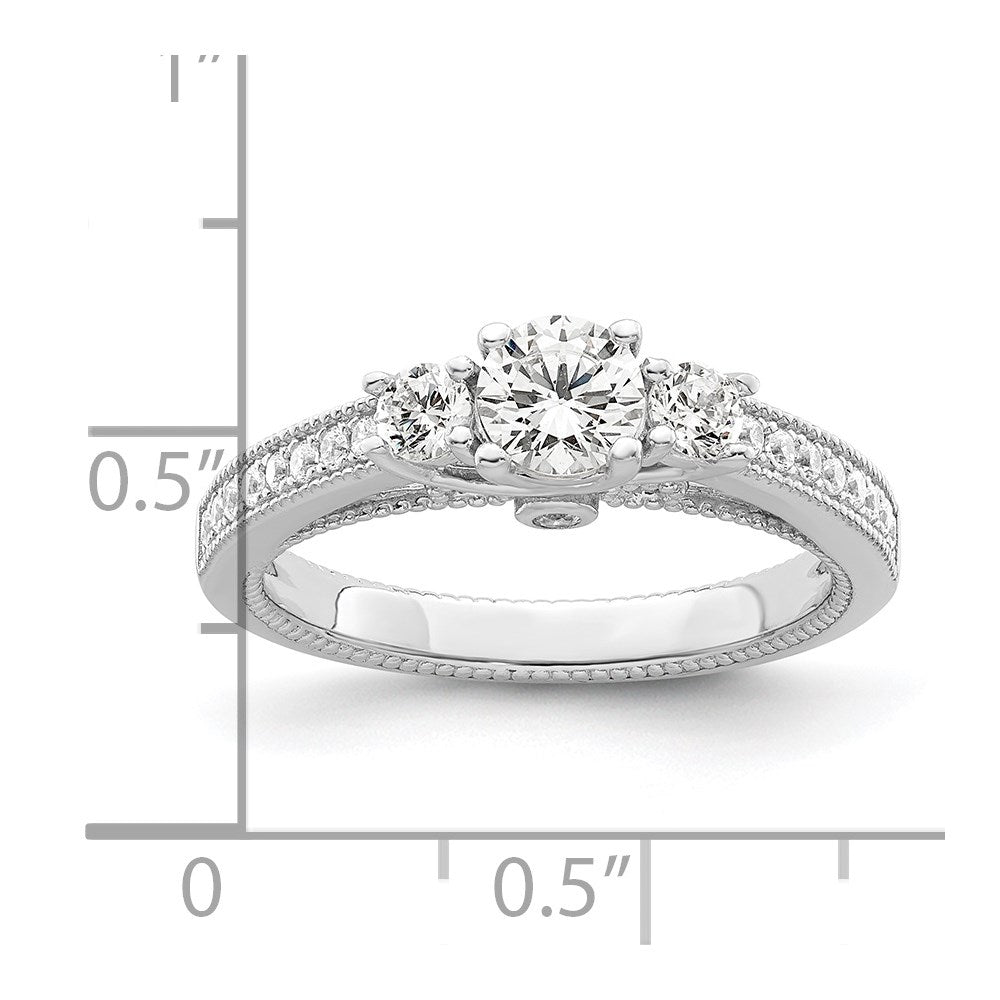 Sterlingsilber Brillant Glut Rhodiniert 21 Stein Mikro Pavé Zirkonia Ring