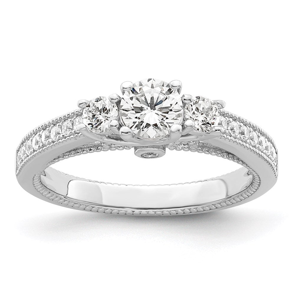 Sterlingsilber Brillant Glut Rhodiniert 21 Stein Mikro Pavé Zirkonia Ring