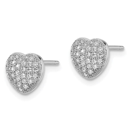 Sterlingsilber Brillant Glut Rhodiniert 68 Stein Mikro Pavé Zirkonia Herz Ohrstecker