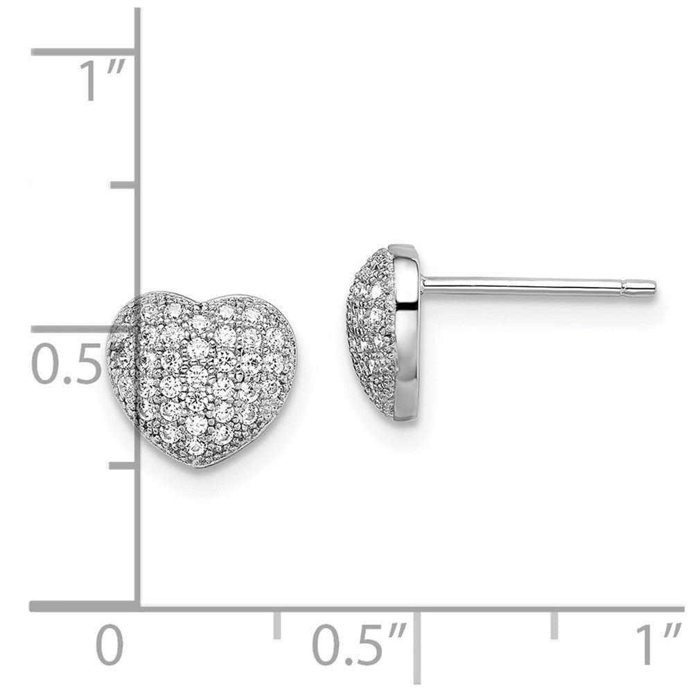 Sterlingsilber Brillant Glut Rhodiniert 68 Stein Mikro Pavé Zirkonia Herz Ohrstecker