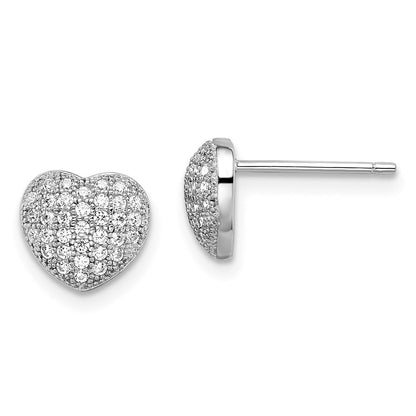 Sterlingsilber Brillant Glut Rhodiniert 68 Stein Mikro Pavé Zirkonia Herz Ohrstecker