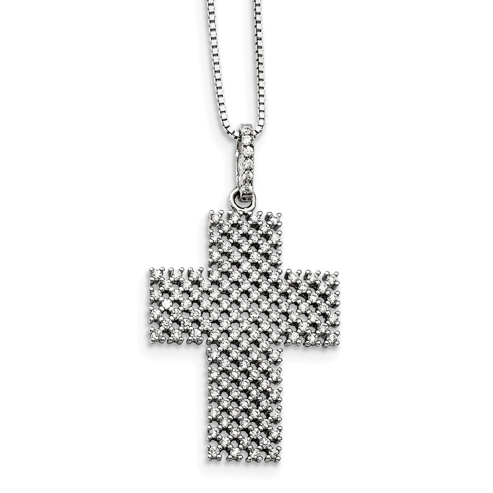 Sterlingsilber & Zirkonia Brillant Glut Kreuz Halskette