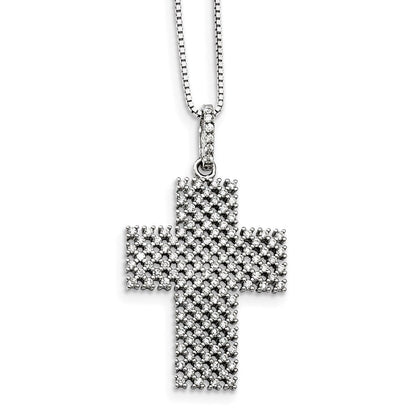 Sterlingsilber & Zirkonia Brillant Glut Kreuz Halskette