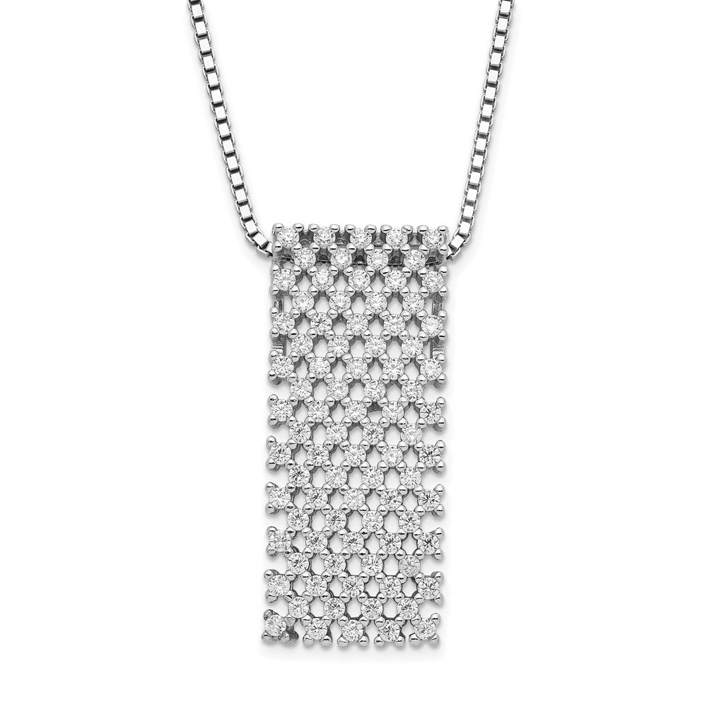 Sterlingsilber Brillant Glut Poliert Zirkonia mit 2 Zoll Verlängerung Halskette