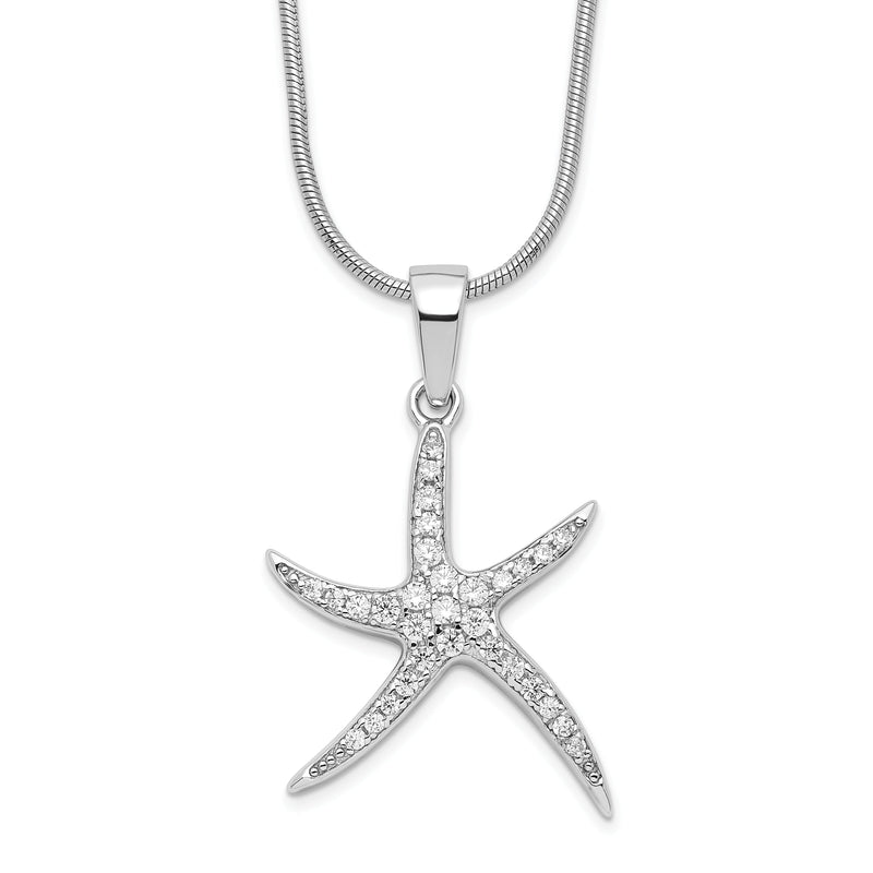 Sterlingsilber Brillant Glut Rhodiniert 31 Stein 18 Zoll Mikro Pavé Zirkonia Seestern Halskette mit 2 Verlängerung