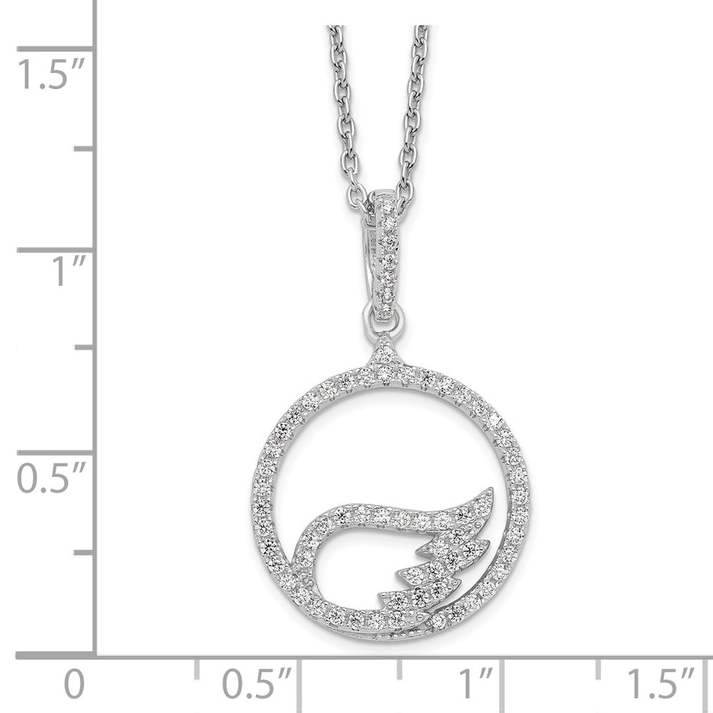 Sterlingsilber Brillant Glut Rhodiniert 67 Stein 18 Zoll Mikro Pavé Zirkonia Flügel Halskette mit 2 Verlängerung