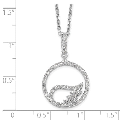 Sterlingsilber Brillant Glut Rhodiniert 67 Stein 18 Zoll Mikro Pavé Zirkonia Flügel Halskette mit 2 Verlängerung