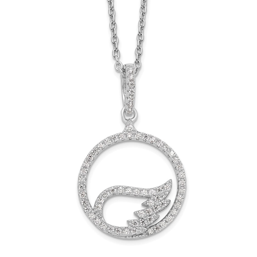 Sterlingsilber Brillant Glut Rhodiniert 67 Stein 18 Zoll Mikro Pavé Zirkonia Flügel Halskette mit 2 Verlängerung