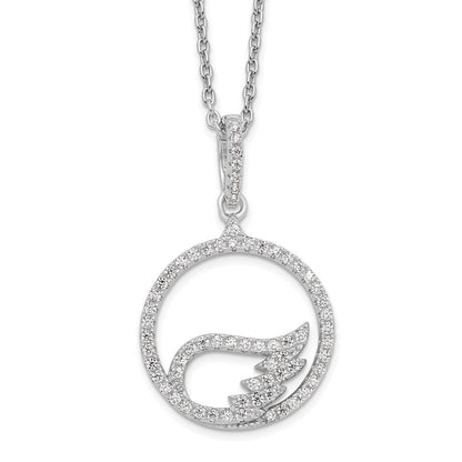 Sterlingsilber Brillant Glut Rhodiniert 67 Stein 18 Zoll Mikro Pavé Zirkonia Flügel Halskette mit 2 Verlängerung