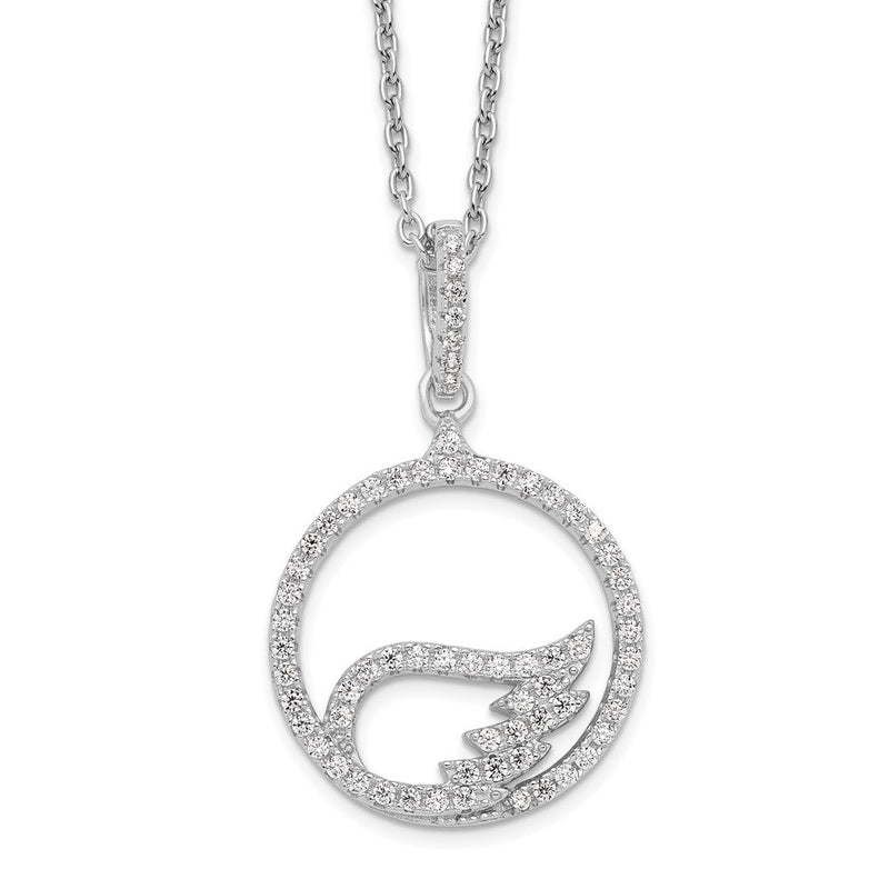 Sterlingsilber Brillant Glut Rhodiniert 67 Stein 18 Zoll Mikro Pavé Zirkonia Flügel Halskette mit 2 Verlängerung