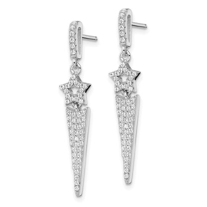 Sterlingsilber Brillant Glut Rhodiniert 108 Stein Mikro Pavé Zirkonia Stern Hängend Ohrstecker